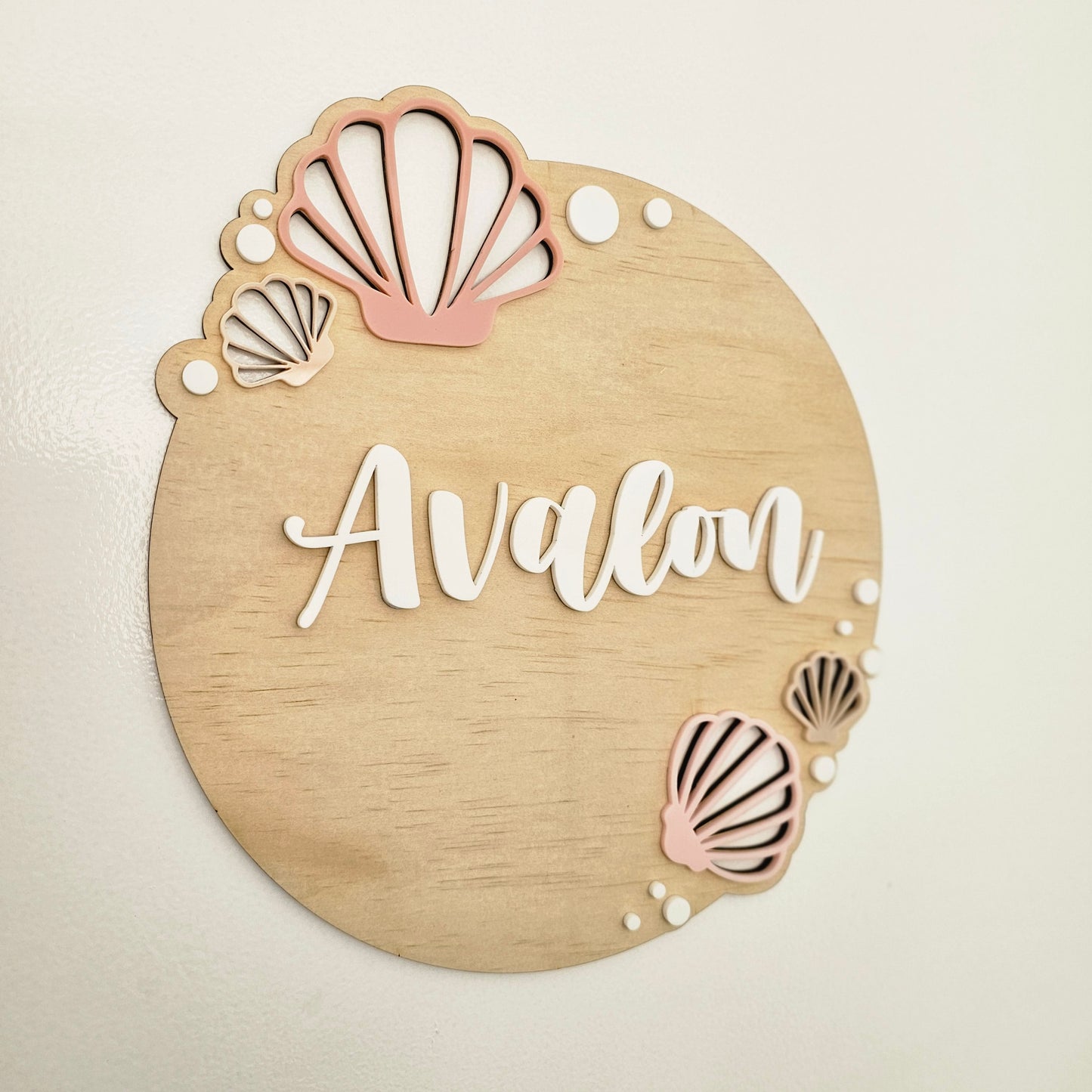 Pink Personalised Shell Name Plate