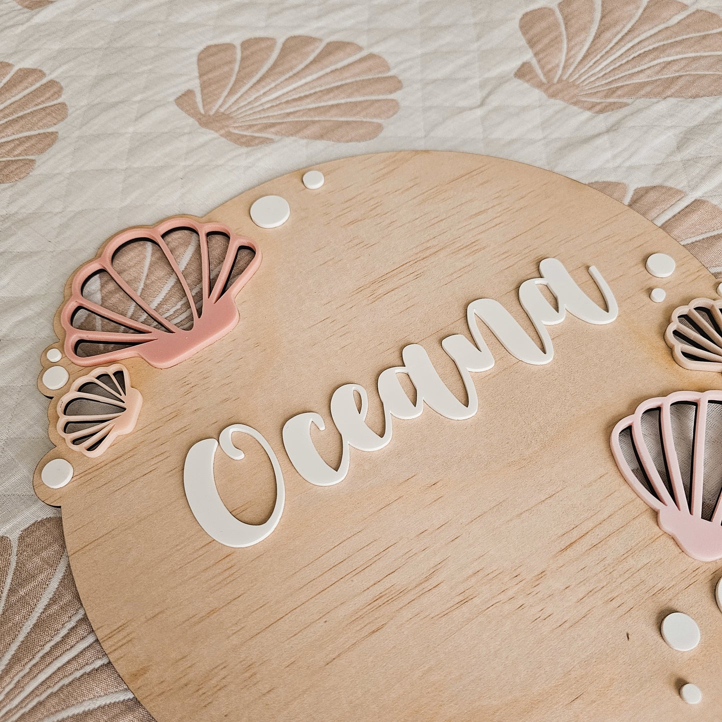 Pink Personalised Shell Name Plate