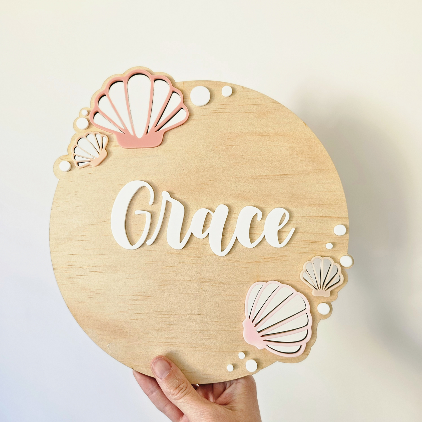 Pink Personalised Shell Name Plate