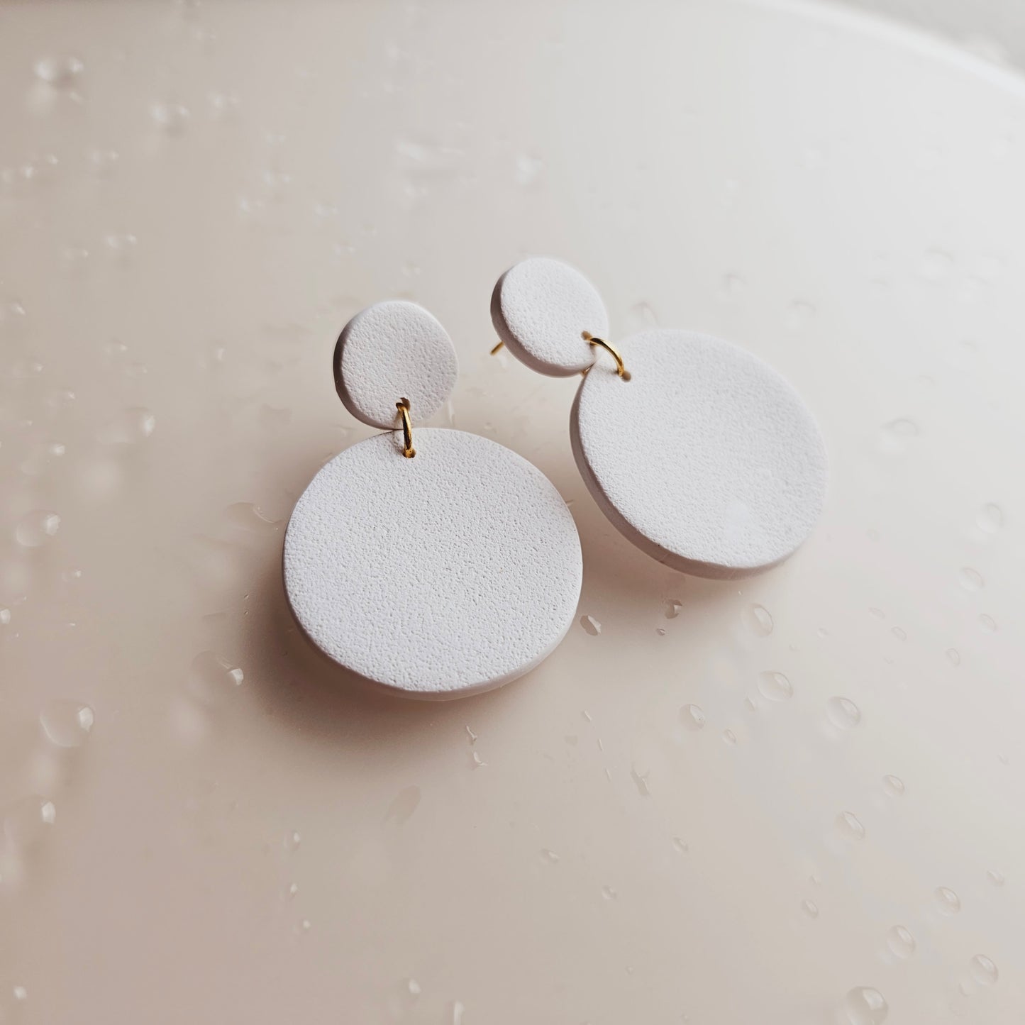 Audrey | Circle statement earrings | Textured earrings | Concrete earrings | Lightweight earrings | Neutral toned earrings