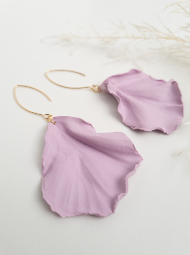 | Lilac orchid petal drop earrings | 14k gold plated |